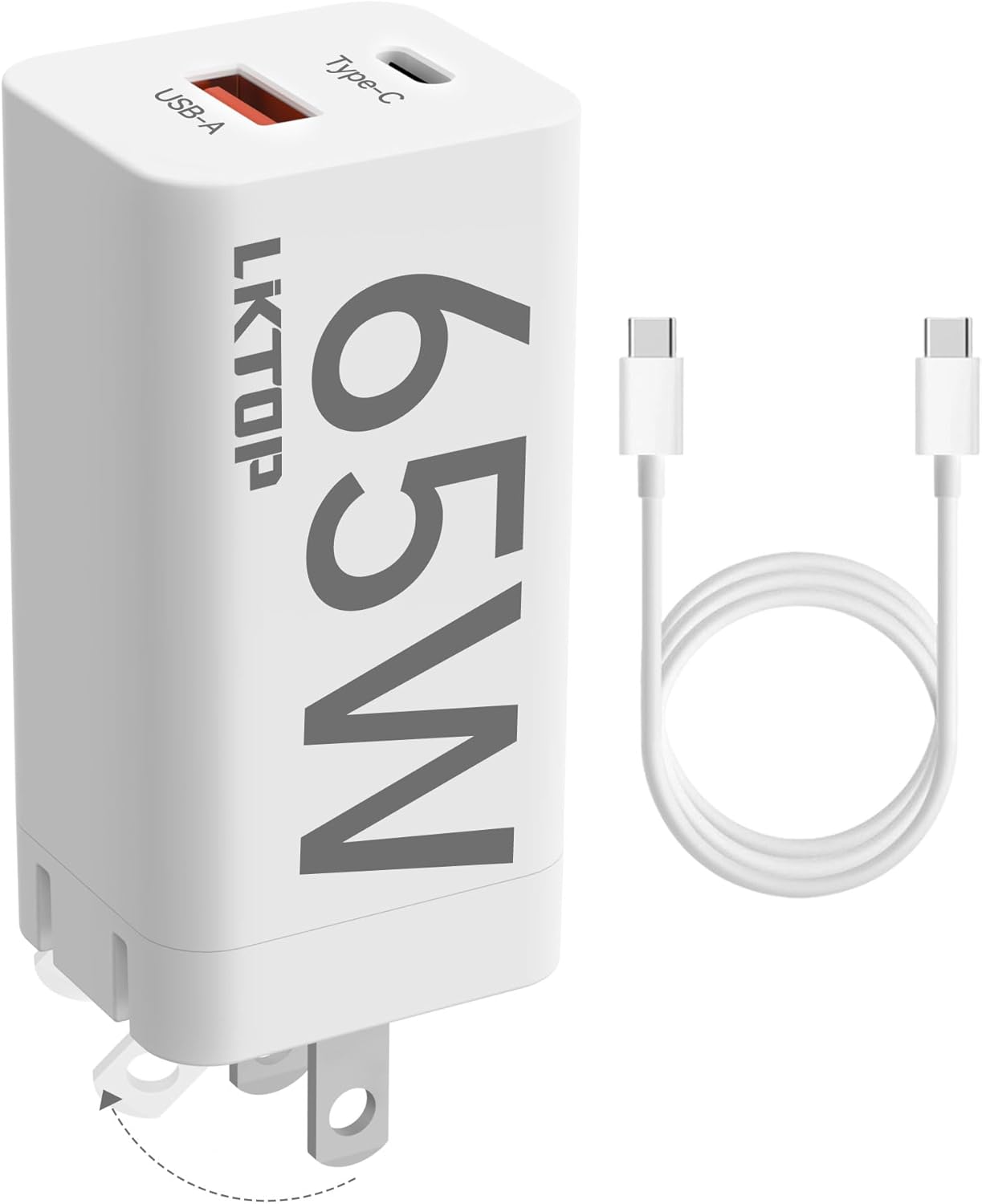 LKTOP 65W Portable Battery Charger for DJI/Specta Flip/Mini Series/Air 3/Air 3S/Mavic 3 Series/Avata 2/Mini 4K/Neo Drone, Controller, Osmo Pocket/2/3, Action 3/4/5 Pro, Goggles 2 (with C to C Cable)