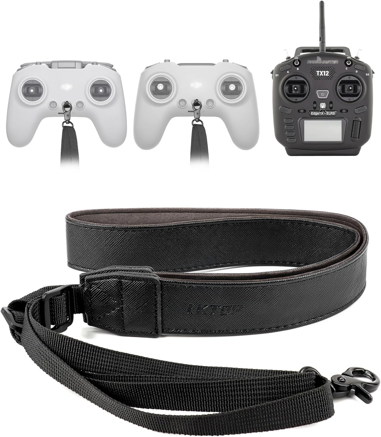 LKTOP Adjustable PU Leather Lanyard Neck Strap for DJI FPV Remote Controller 3/2, RadioMaster TX12, Jumper T18 (50-63'') , Compatibility:  DJI Avata/Avata 2, FPV, Phantom 3/4, O3/4 Air Unit, Inspire 2/1/Pro Drone