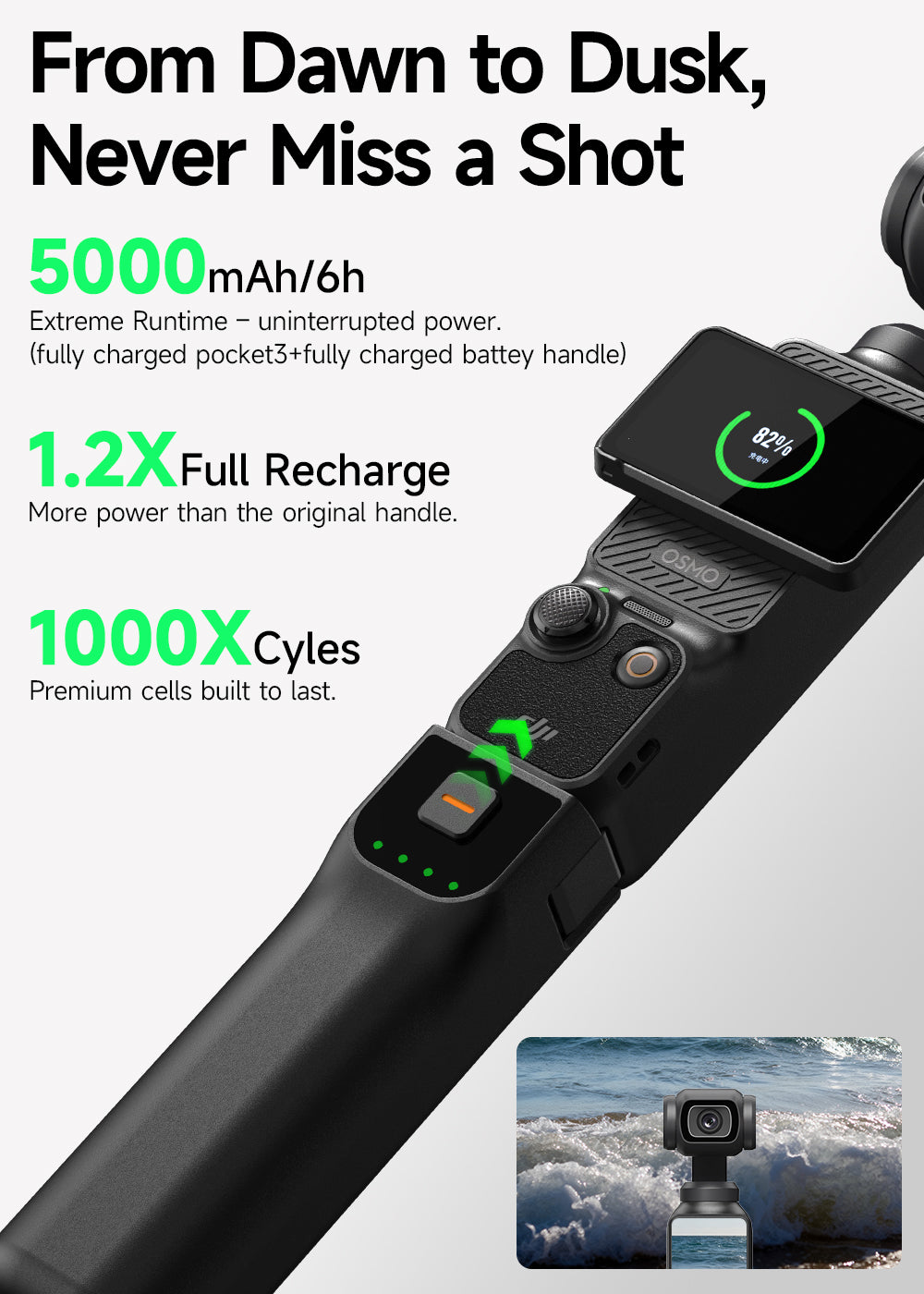 LKTOP Pocket 3 Battery Handle for DJI Osmo Pocket 3