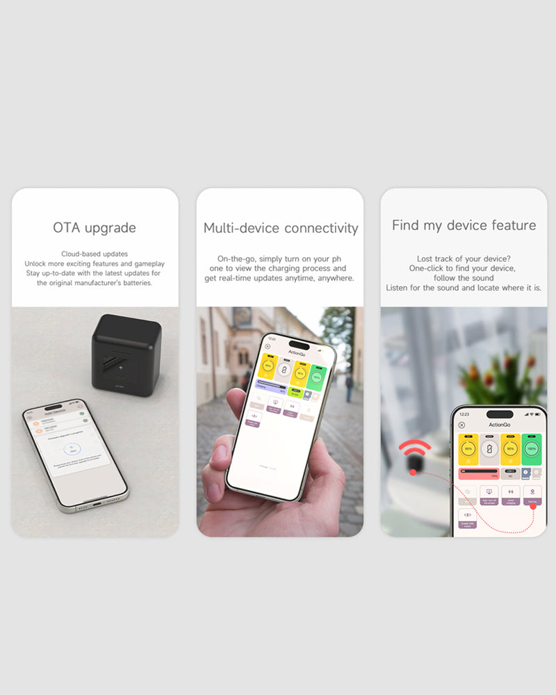 LKTOP Osmo Action Multifunctional Battery Charging Case for DJI Action 3/4/5 Pro, GoPro Hero 5/6/7/8/9/10/11/12 Accessories, 7000mAh Portable Charger for Four Battery, Dual USB-C Fast Charging Hub, SD Card Reader Function