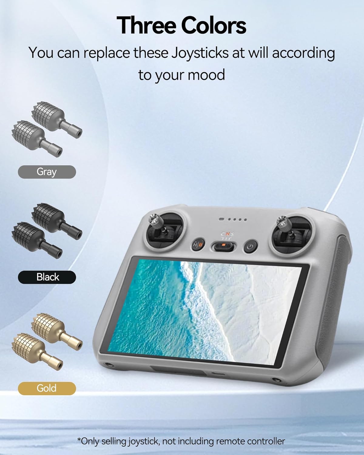 LKTOP 3 Pairs RC/RC2 Remote Controller Joysticks (Gray, Gold, Black), Mini 3/Mini 3 Pro/Mini 4 Pro/Air 3/Air 2S/Mavic 4 Pro/Mavic 3/Mavic 3 Pro/Mavic 3 Classic Remote Controller Sticks Rocker Replacement Accessories