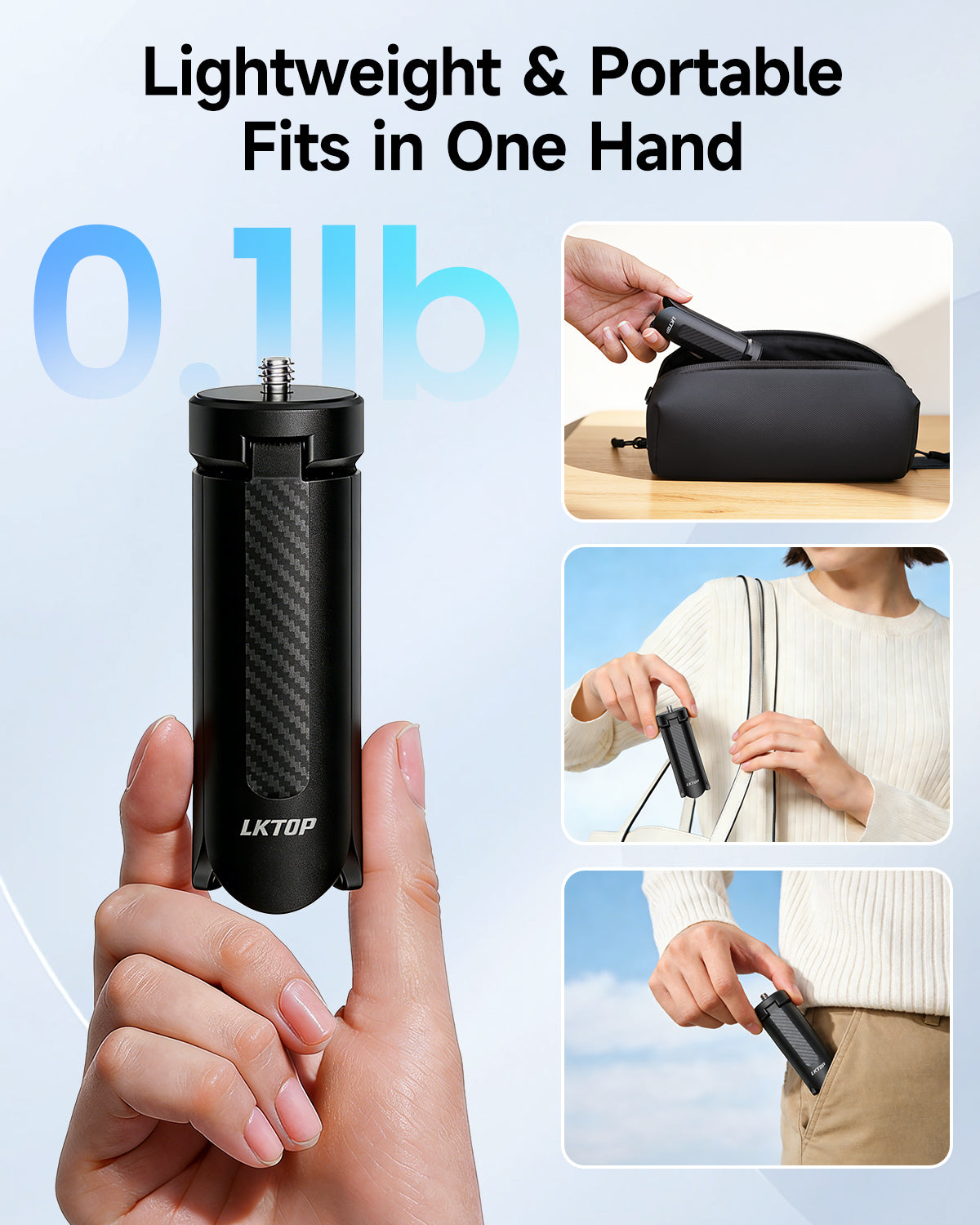 LKTOP Mini Tripod for for DJI Osmo Pocket 3/Nano/360 & Action 5 Pro/6/4/3 & Insta 360 & Xtra Muse & GoPro Hero/Max