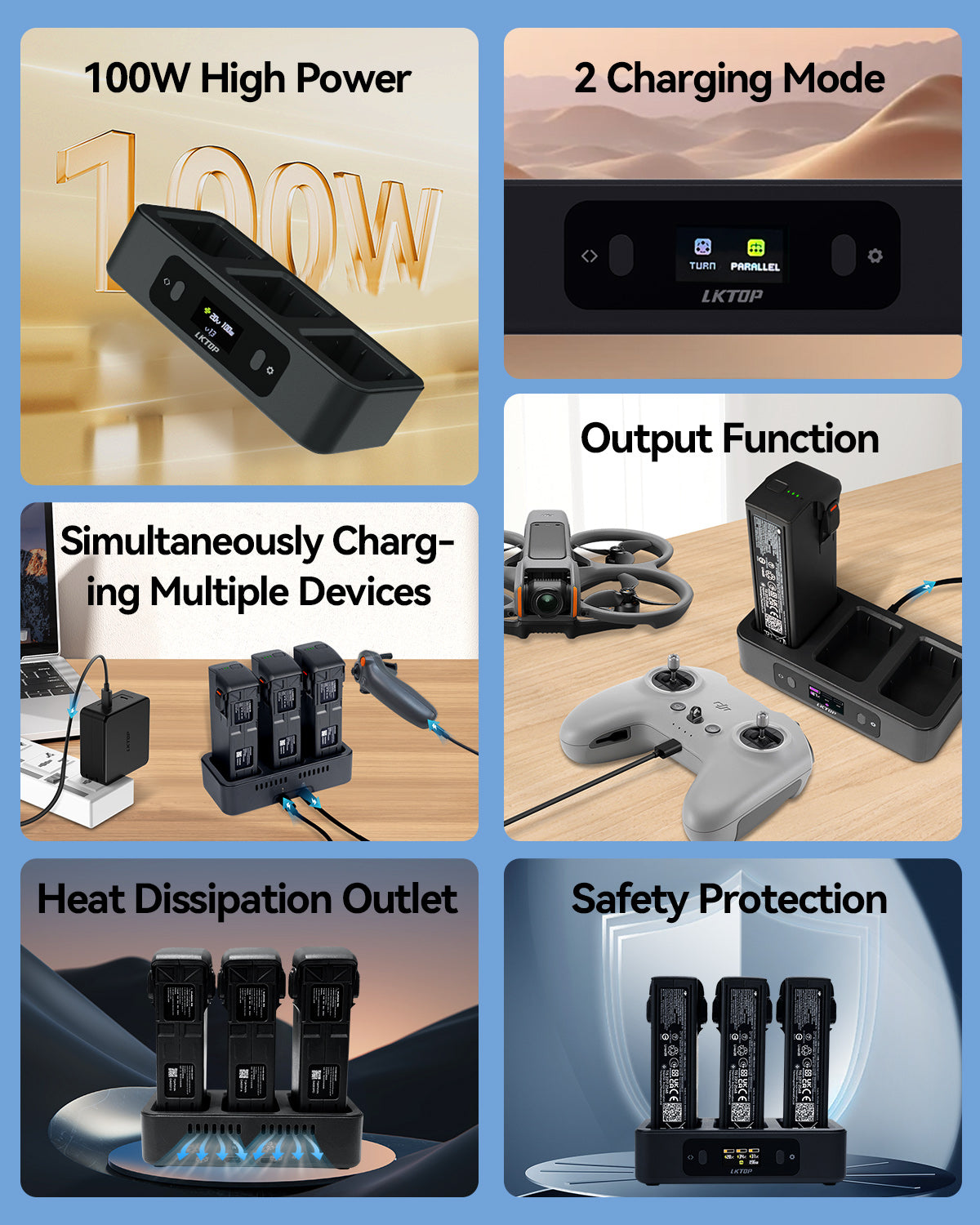 LKTOP 100W Avata 2 Battery Charging Hub