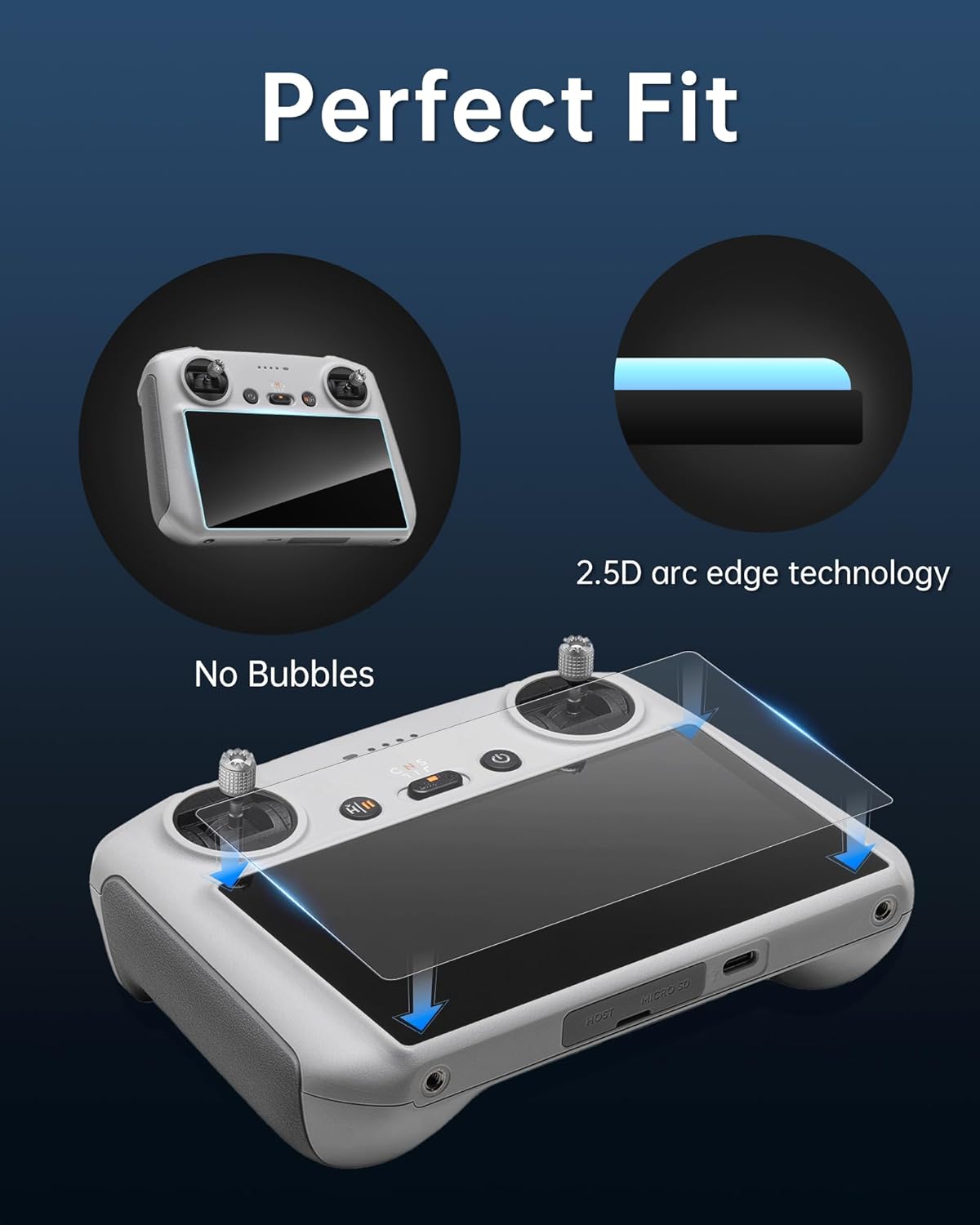 LKTOP 3 Pack Screen Protector for DJI RC/RC 2 Remote Controller, Mini 4 Tempered Glass Anti-Glare Film for DJI Mini 4 Pro, Mavic 3 Series, Air 3, Air 2S Drone