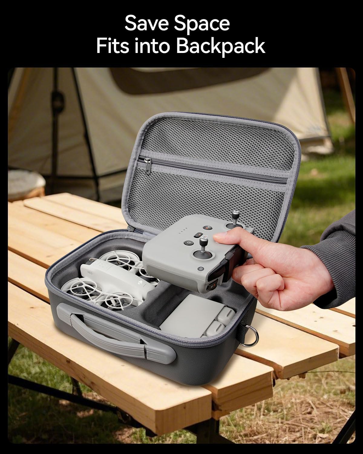 LKTOP Carrying Case for DJI Neo Fly More Combo, Portable PU Leather Shoulder Bag, Waterproof Storage Bag with Adjustable Strap for DJI Neo Drone, RC-N3/N2 Remote Controller, Battery, Charging Hub