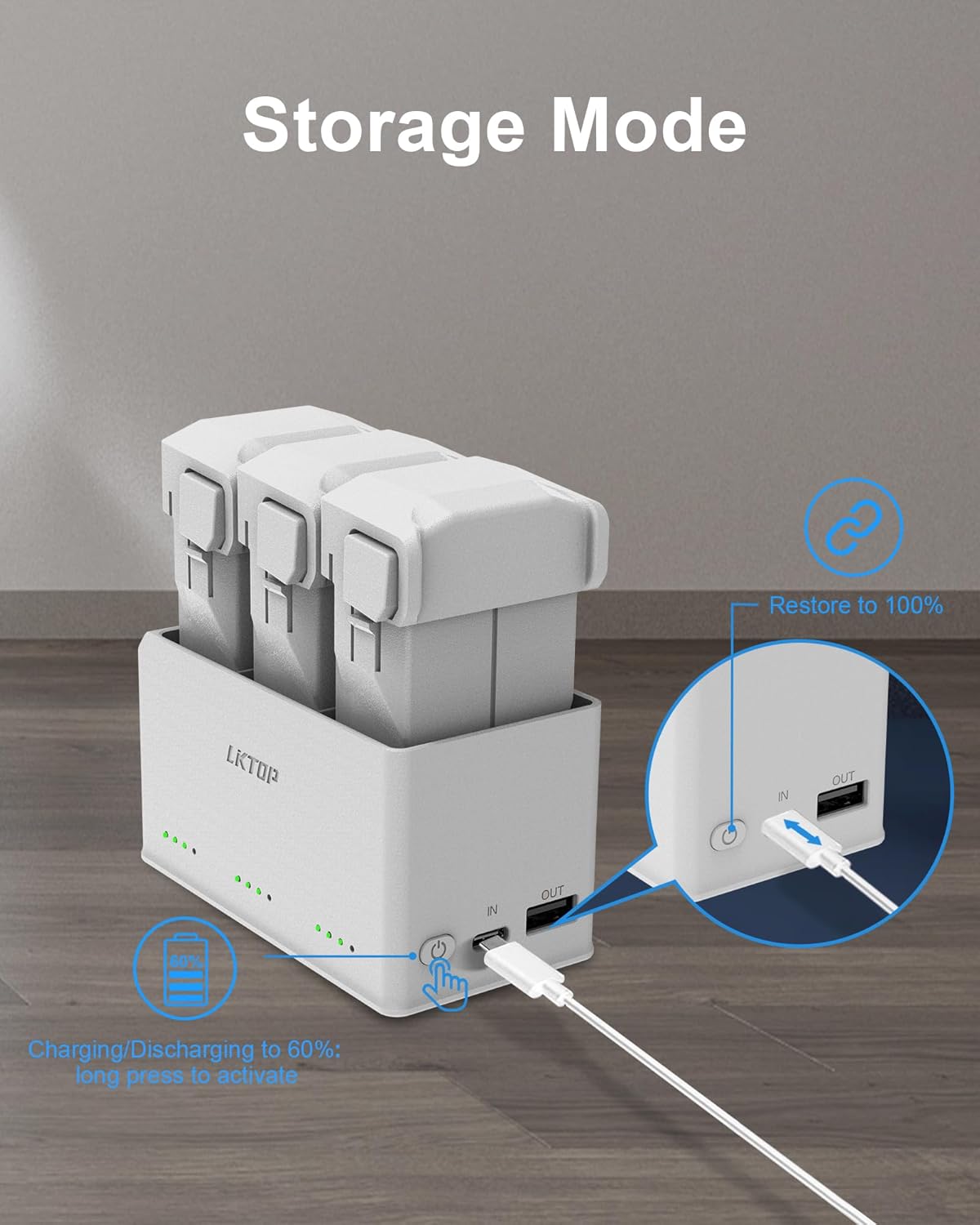 LKTOP 37W Mini 4 Pro/Mini 3 Series Battery Charging Hub