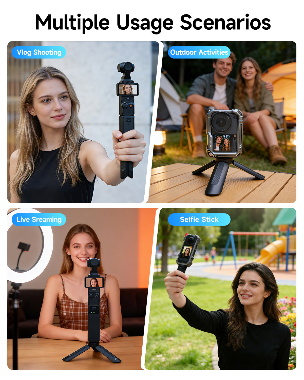 LKTOP Mini Tripod for for DJI Osmo Pocket 3/Nano/360 & Action 5 Pro/6/4/3 & Insta 360 & Xtra Muse & GoPro Hero/Max