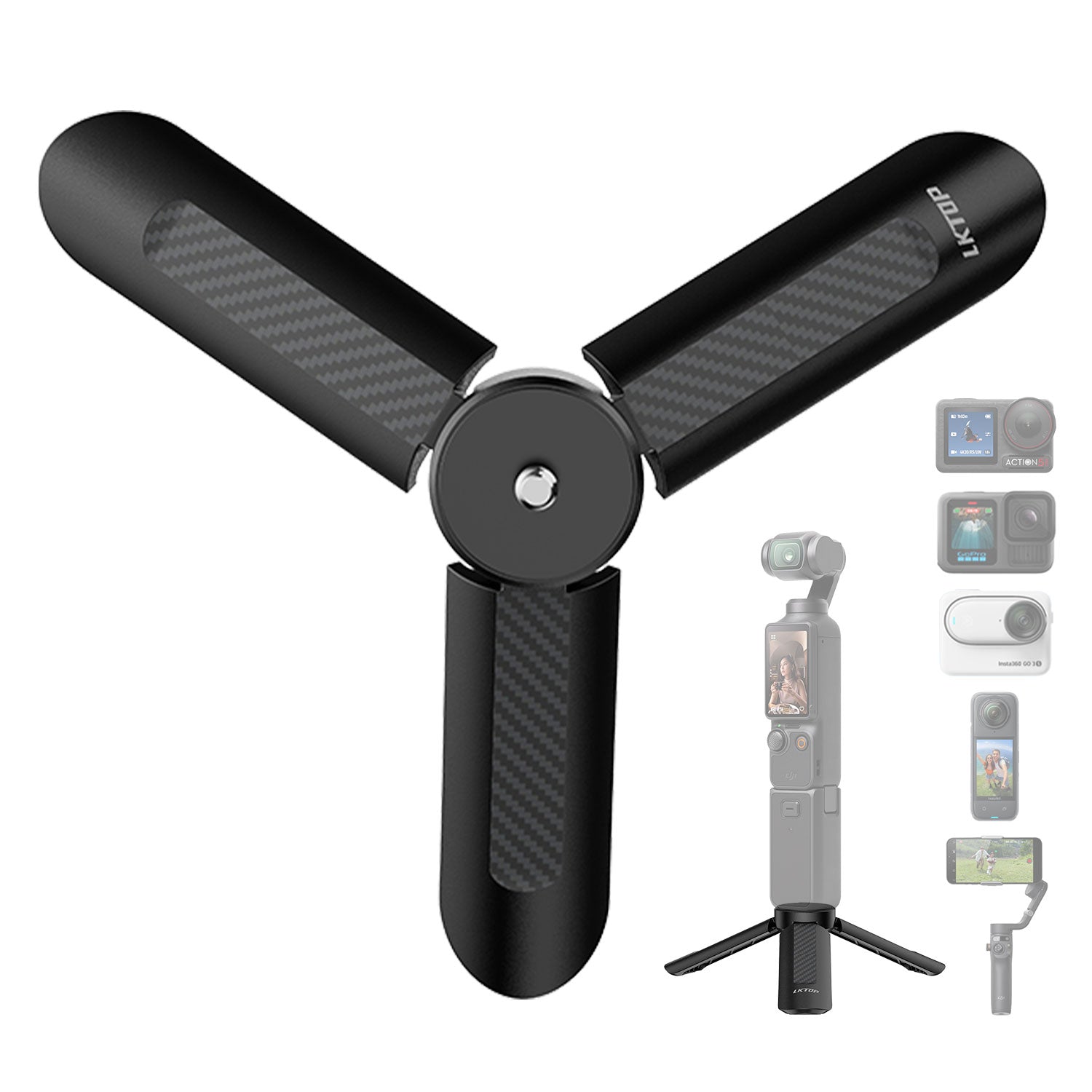 LKTOP Mini Tripod for for DJI Osmo Pocket 3/Nano/360 & Action 5 Pro/6/4/3 & Insta 360 & Xtra Muse & GoPro Hero/Max