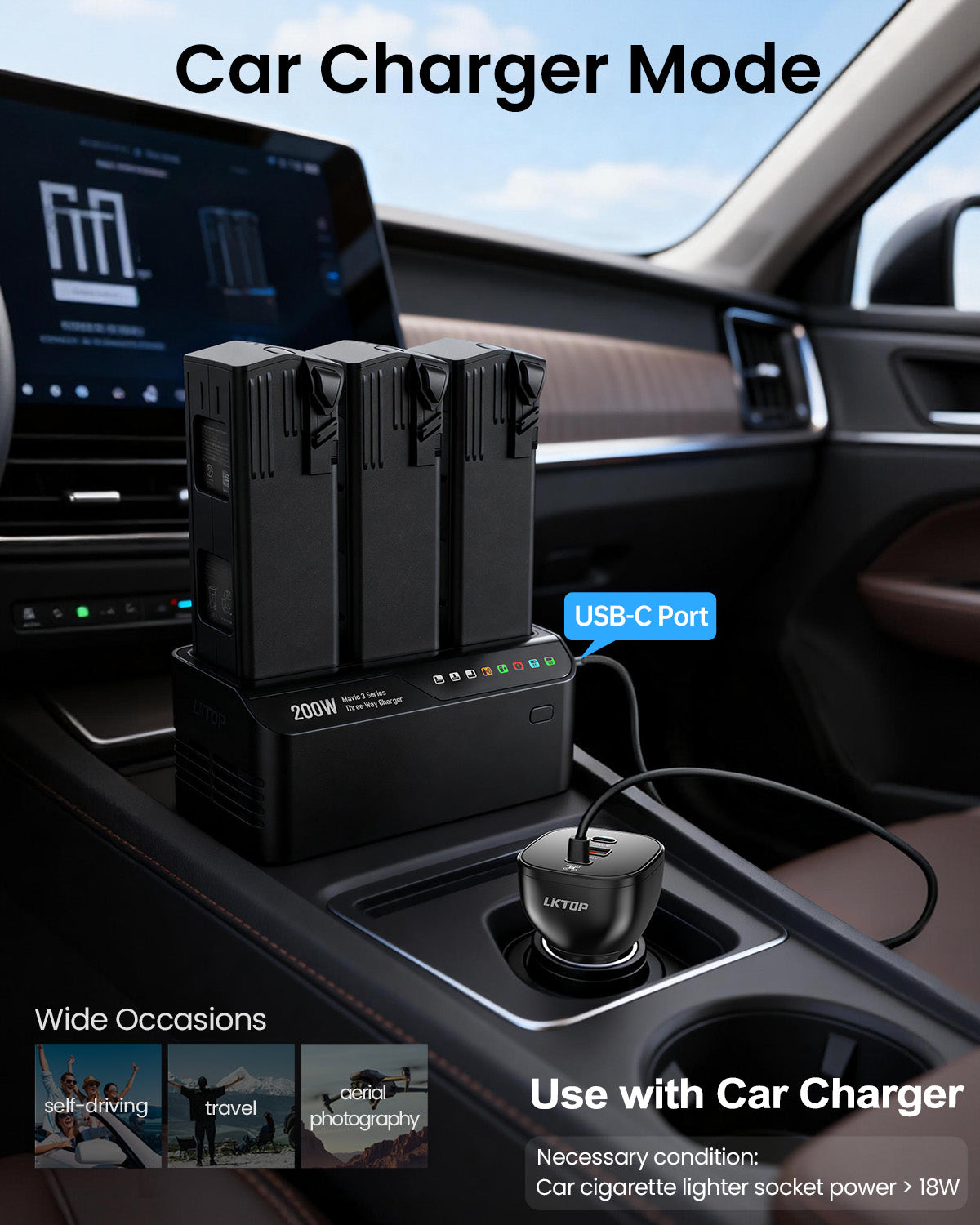 LKTOP 200W Mavic 3 Series Battery Charging Hub with Stickers 3.5X Fast Charger for DJI Mavic 3 Series