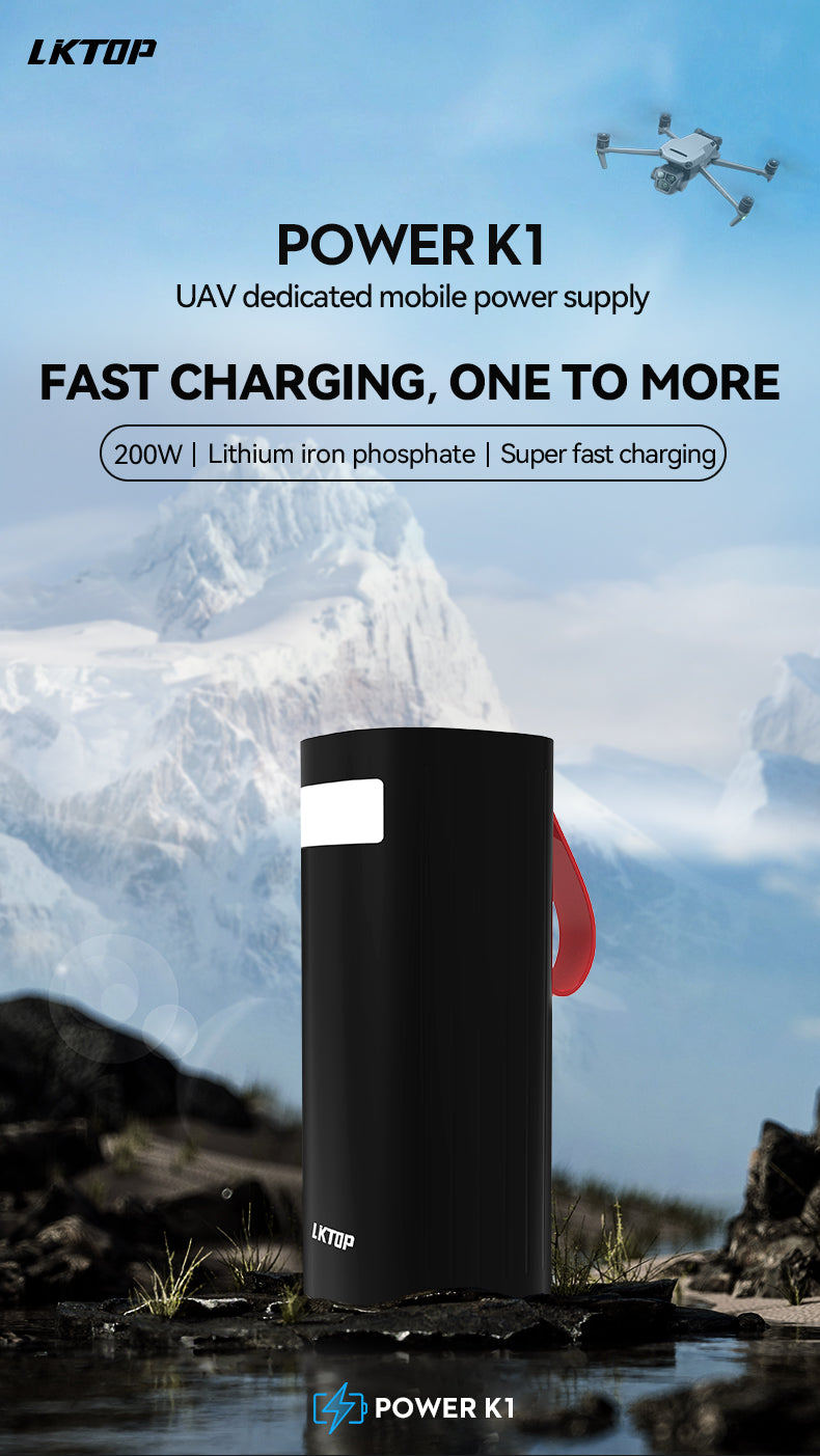LKTOP K1 60000mAh Power Bank , 2 USB-A Ports and 2 USB-C Ports, Super Large Capacity，Supports Charging 4 Devices Simultaneously, With Side Fill Light