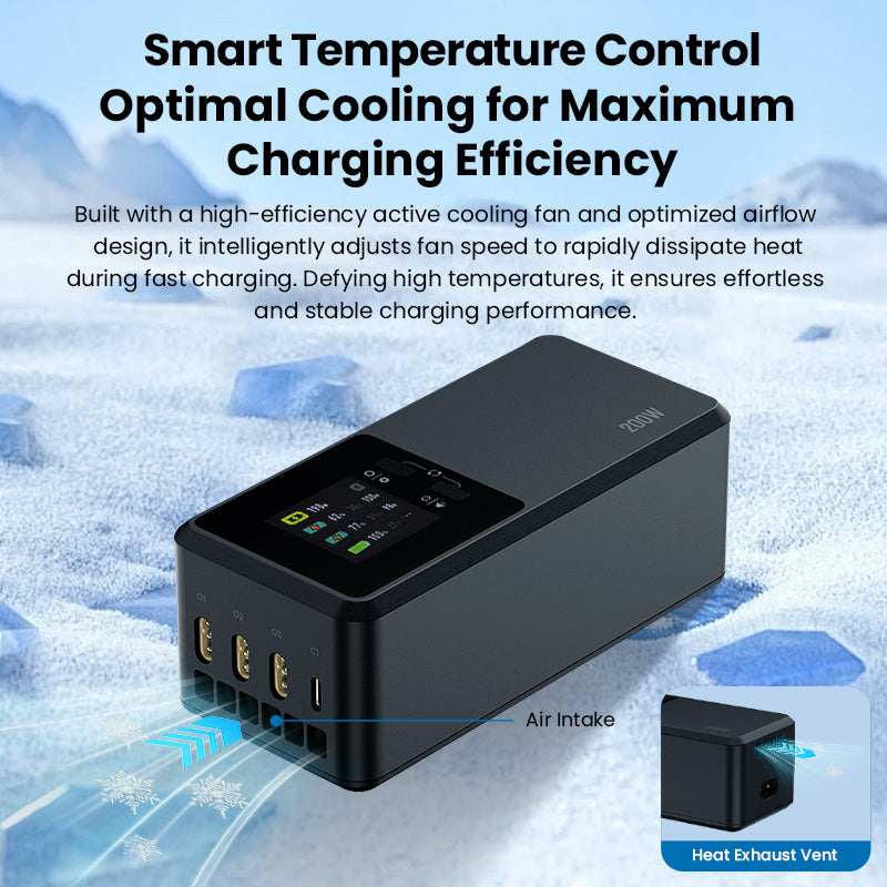 200W EVO Max Series Multi-function Fast Battery Charger for Autel EVO Max 4T/4N Drone Accessories, with Storage/Silent/Output Mode, LCD Display Screen (Parallel Charge 3 Batteries: 1hr 53min)