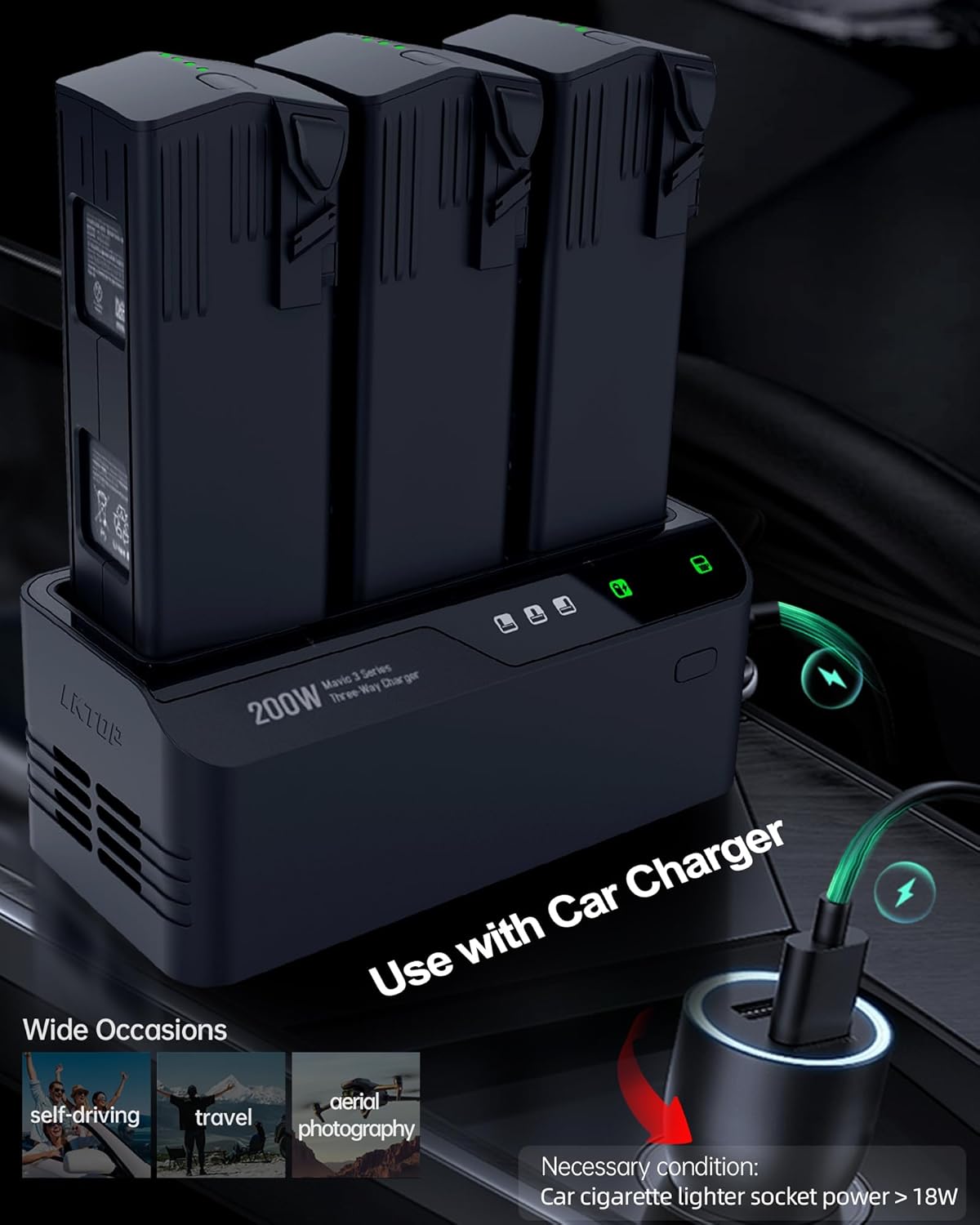 LKTOP 200W Mavic 3 Series Battery Charging Hub with Stickers 3.5X Fast Charger for DJI Mavic 3 Series