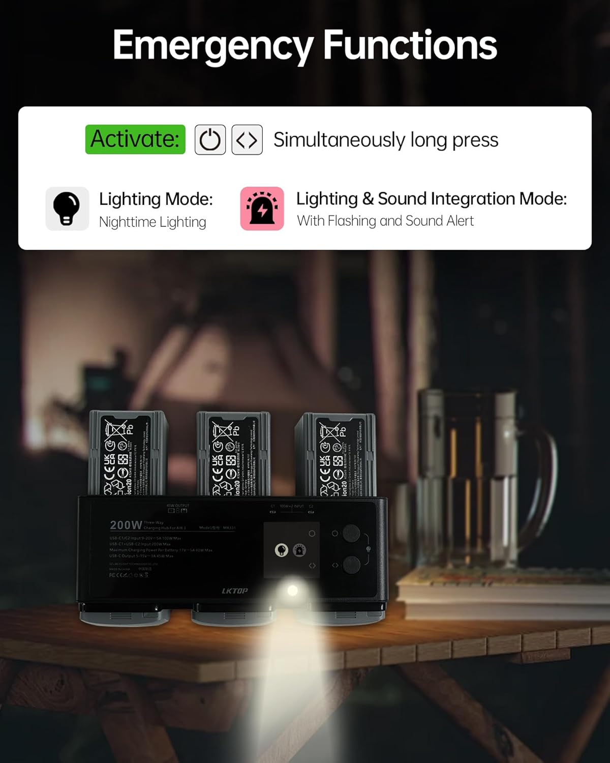 LKTOP 200W Air 3 Series Battey Charging Hub for DJI/Specta Air 3 Series Drone,  with Gather Average Electricity/Fast Charging/Storage/LED/Alarm Mode, LED Display Screen