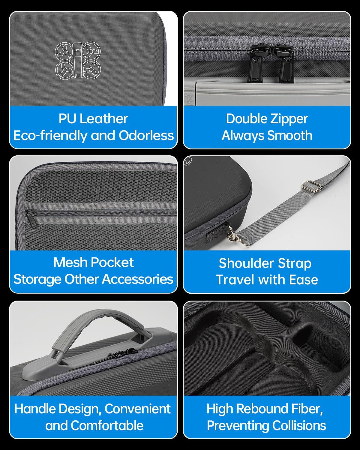 LKTOP Carrying Case for DJI Neo Fly More Combo, Portable PU Leather Shoulder Bag, Waterproof Storage Bag with Adjustable Strap for DJI Neo Drone, RC-N3/N2 Remote Controller, Battery, Charging Hub