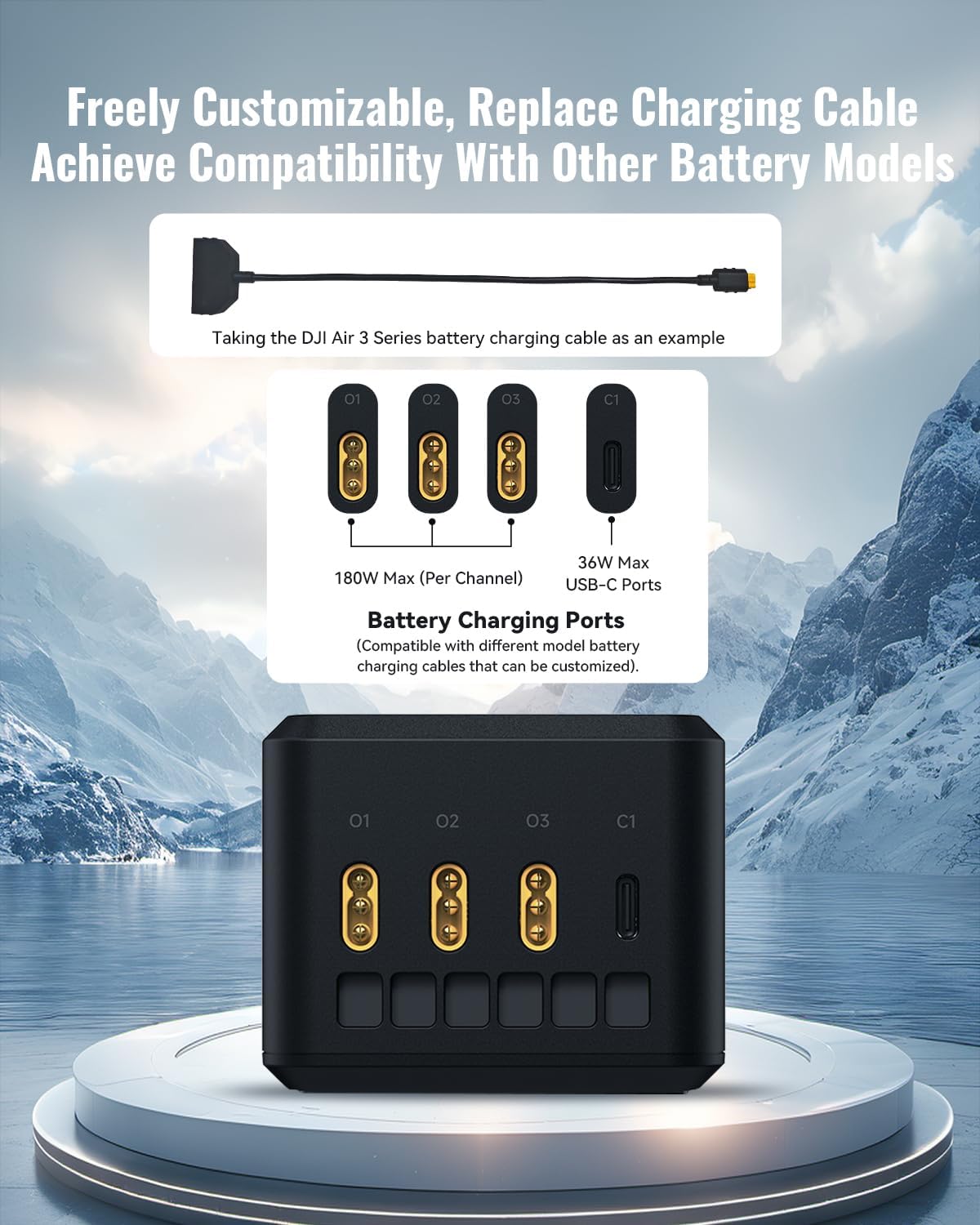 LKTOP 200W Smart Three-Way Charger for DJI Air 3 / Air 3S