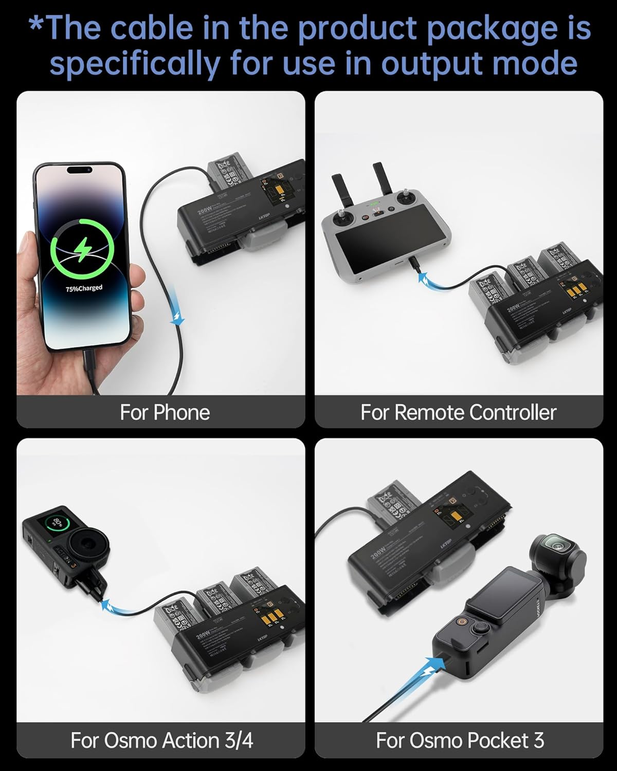 LKTOP 200W Air 3 Series Battey Charging Hub for DJI/Specta Air 3 Series Drone,  with Gather Average Electricity/Fast Charging/Storage/LED/Alarm Mode, LED Display Screen