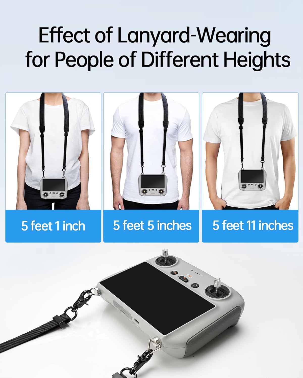 LKTOP Adjustable PU Leather Lanyard Neck Strap for DJI RC/RC2/RC Pro (50-63'', with Screws),  Compatibility: Mini 4/3 Series, Air 3/Air 2S, Mavic 3 Series