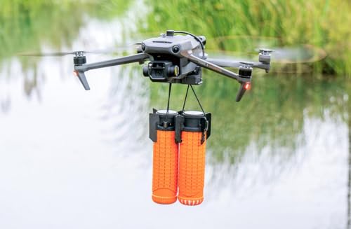 BK3 Drone Payload Airdrop System with Red&Blue Warning Light for DJI Mavic 3E/3T, PSDK Controlled, Dual-Stage Release and Drop Device, Delivery Transport Dropper Thrower for Wedding, Rescue, Hunting