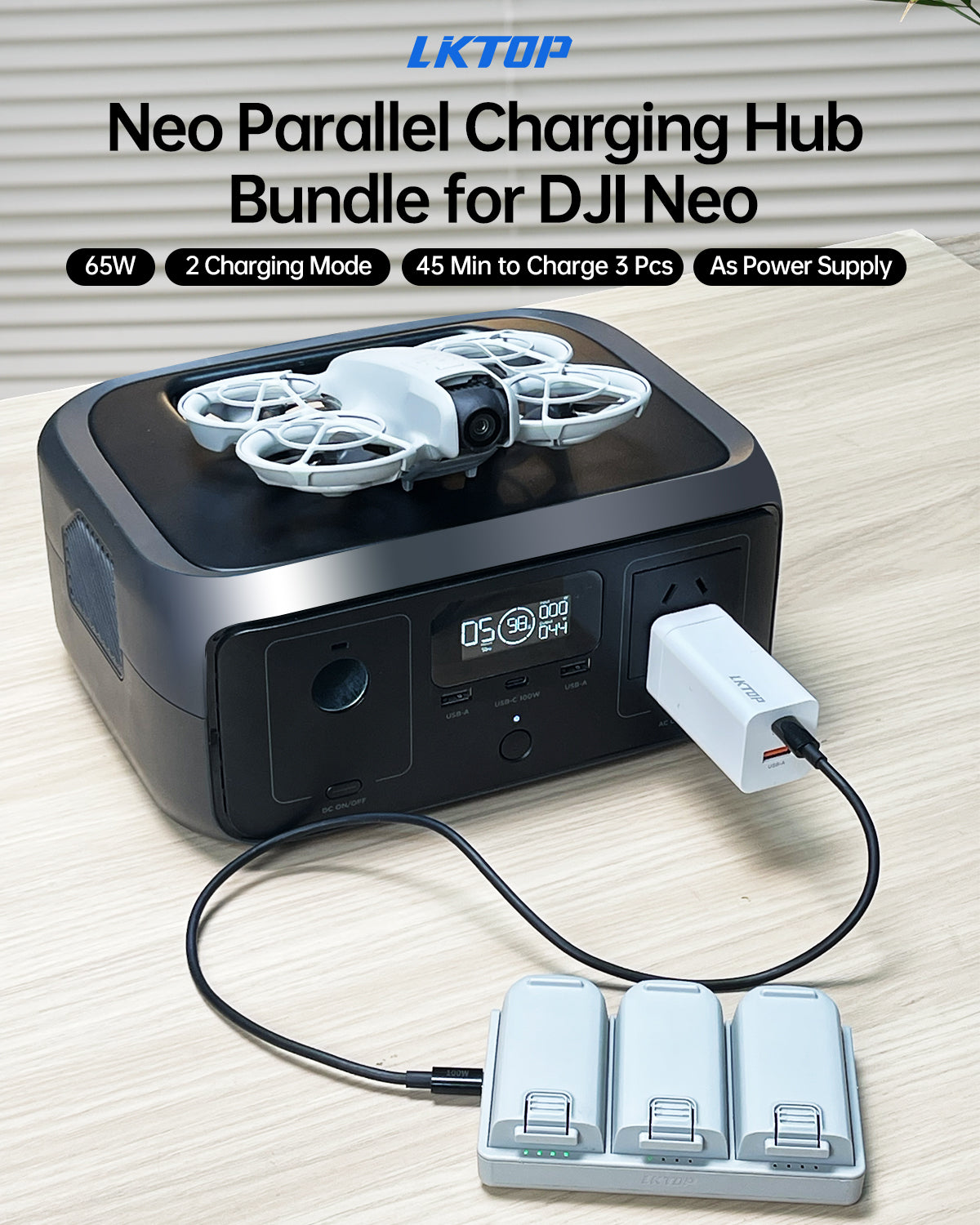 LKTOP 65W Neo Two-Way Charging Hub for DJI Neo